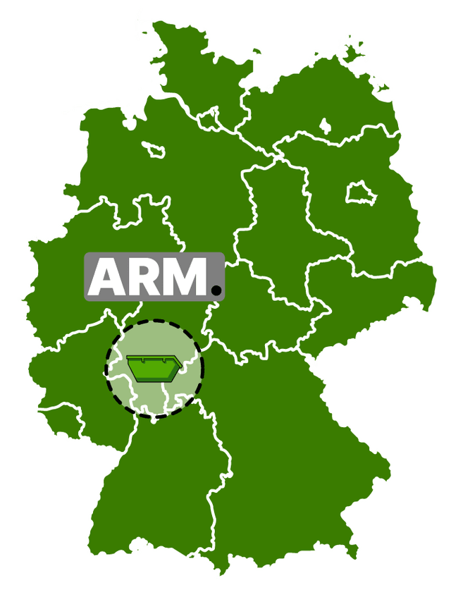 Liefergebiet Containerdienst Arm — Karte Rhein-Main + Hessen Liefergebiet Containerdienst Arm — Karte Rhein-Main + Hessen