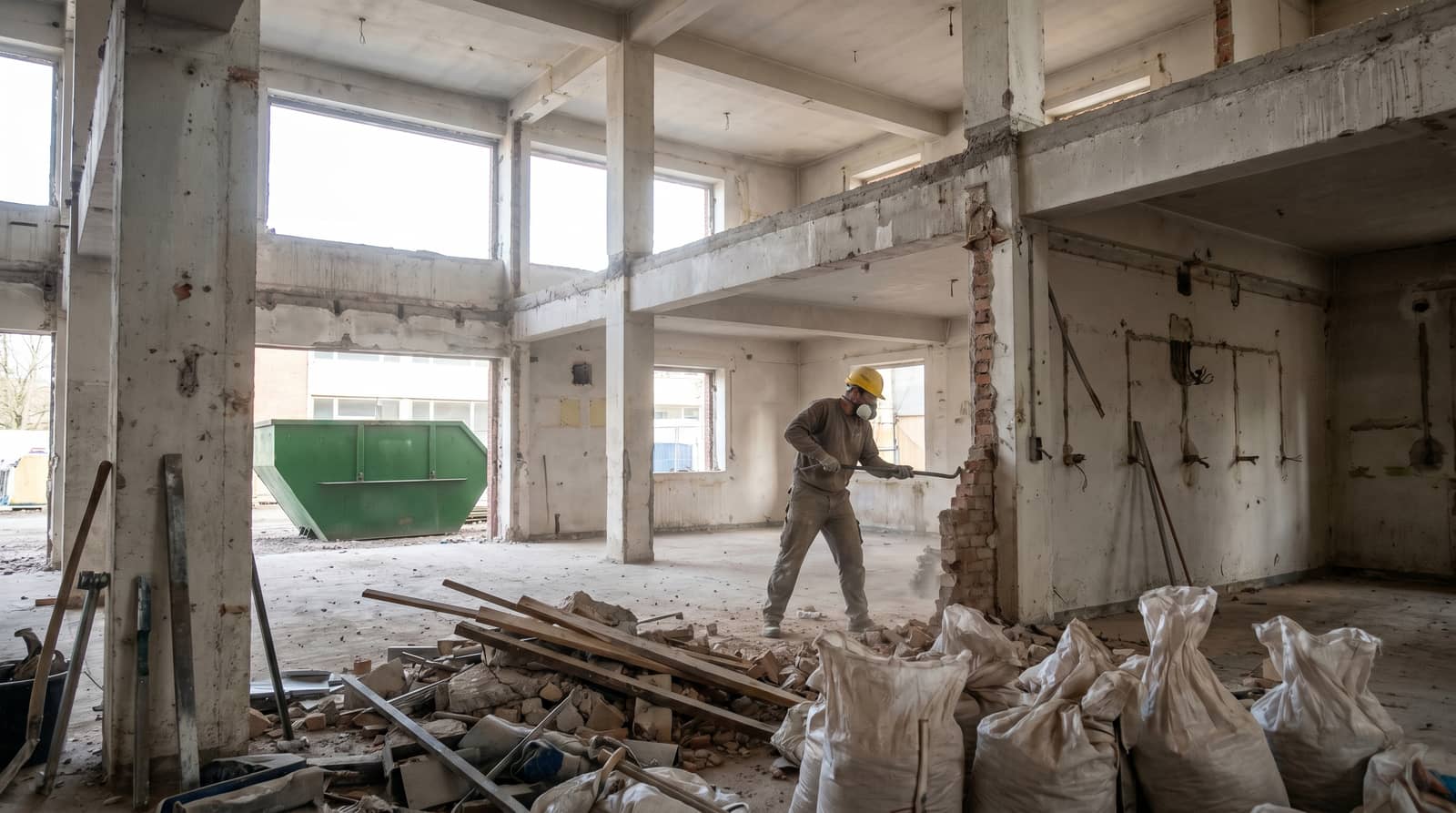 Entkernung eines Gebäudes vor der Sanierung durch ARM Containerdienst Entkernung eines Gebäudes vor der Sanierung durch ARM Containerdienst